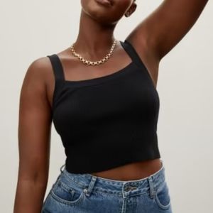 NWT Everlane Black Knit Cropped Sweater Cami sz M